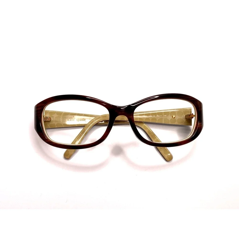NEW Kate Spade NY Brown Oval Wrap Glasses Green Interior Italy DEE/S 54 17 120